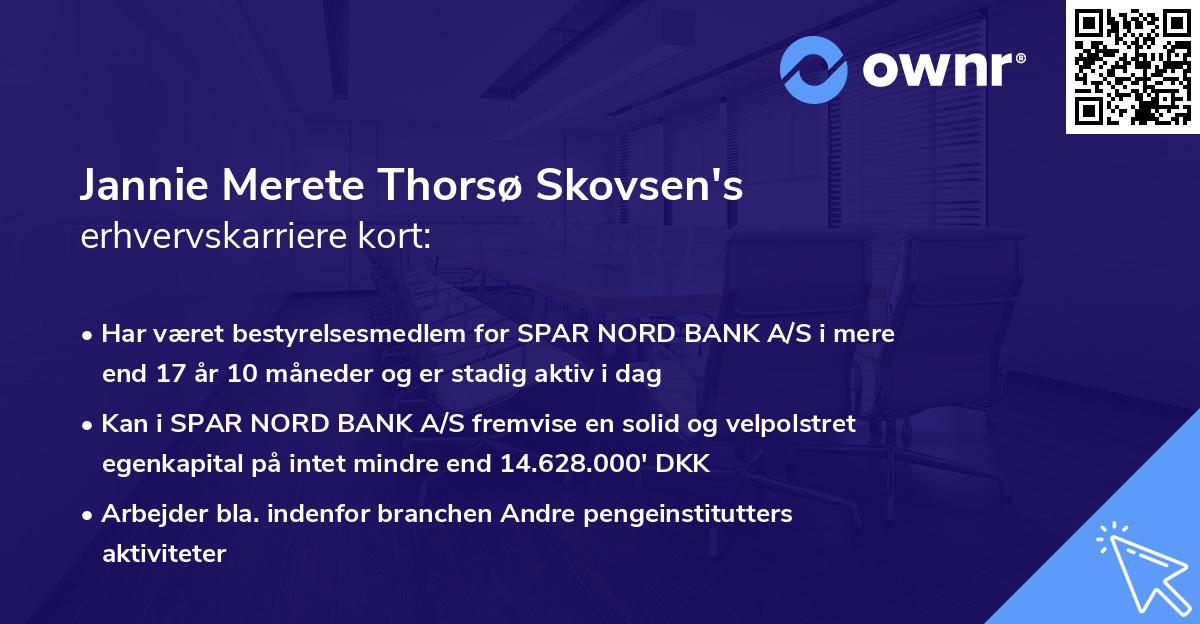 Jannie Merete Thorsø Skovsen's erhvervskarriere kort