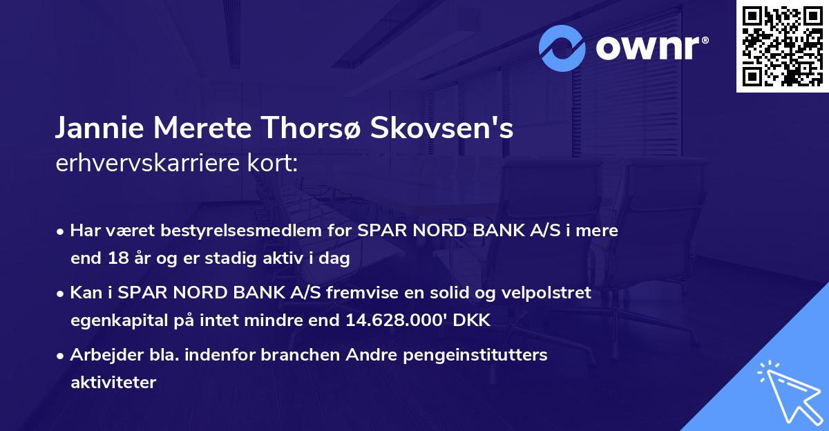 Jannie Merete Thorsø Skovsen's erhvervskarriere kort