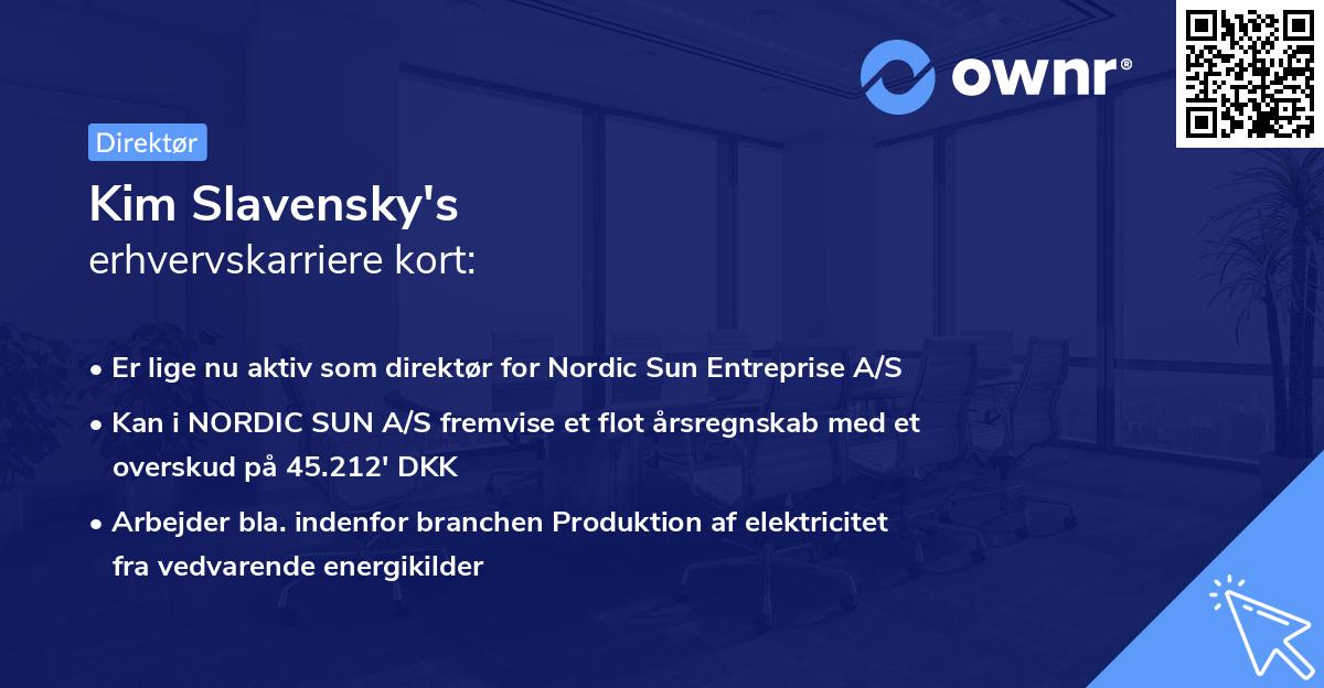 Kim Slavensky's erhvervskarriere kort