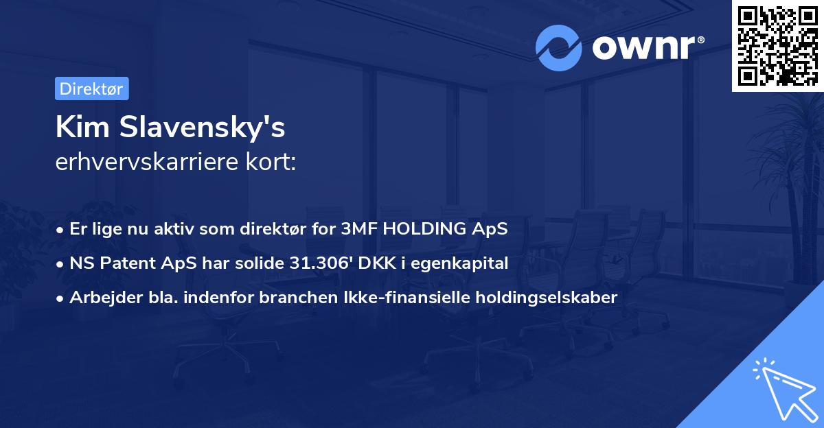Kim Slavensky's erhvervskarriere kort