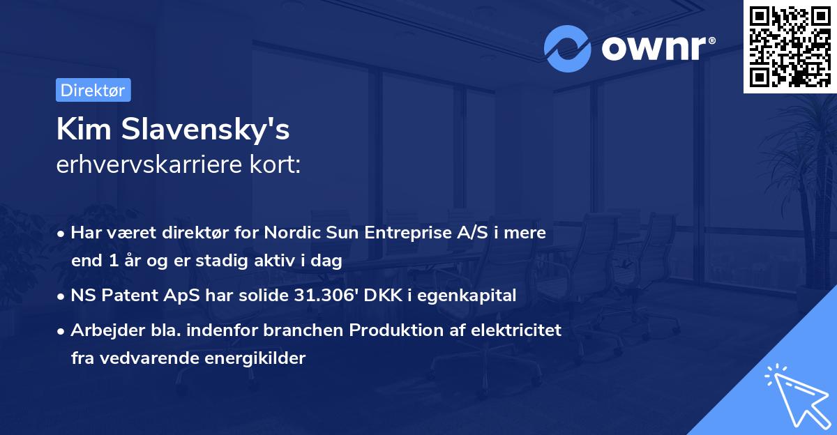 Kim Slavensky's erhvervskarriere kort