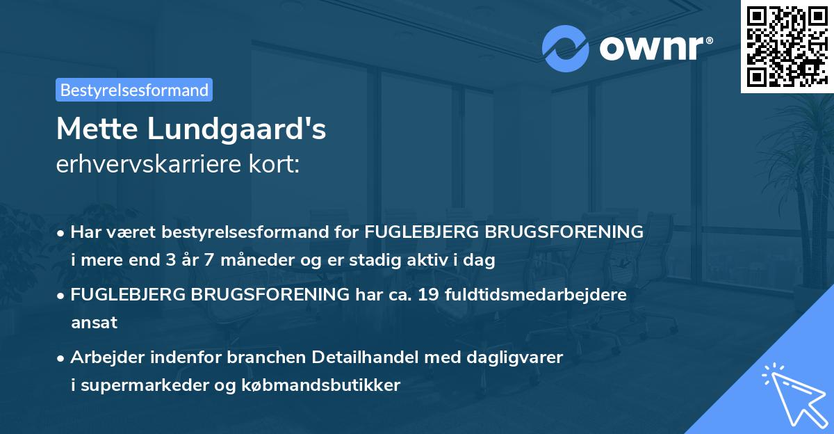 Mette Lundgaard's erhvervskarriere kort