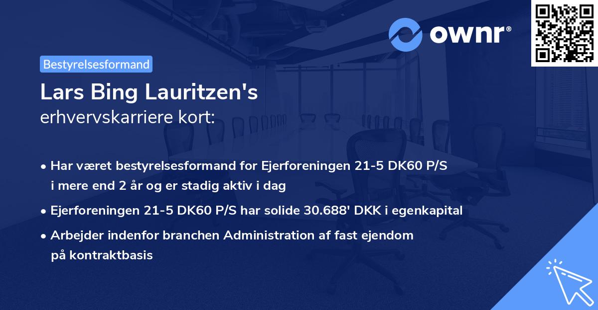 Lars Bing Lauritzen's erhvervskarriere kort
