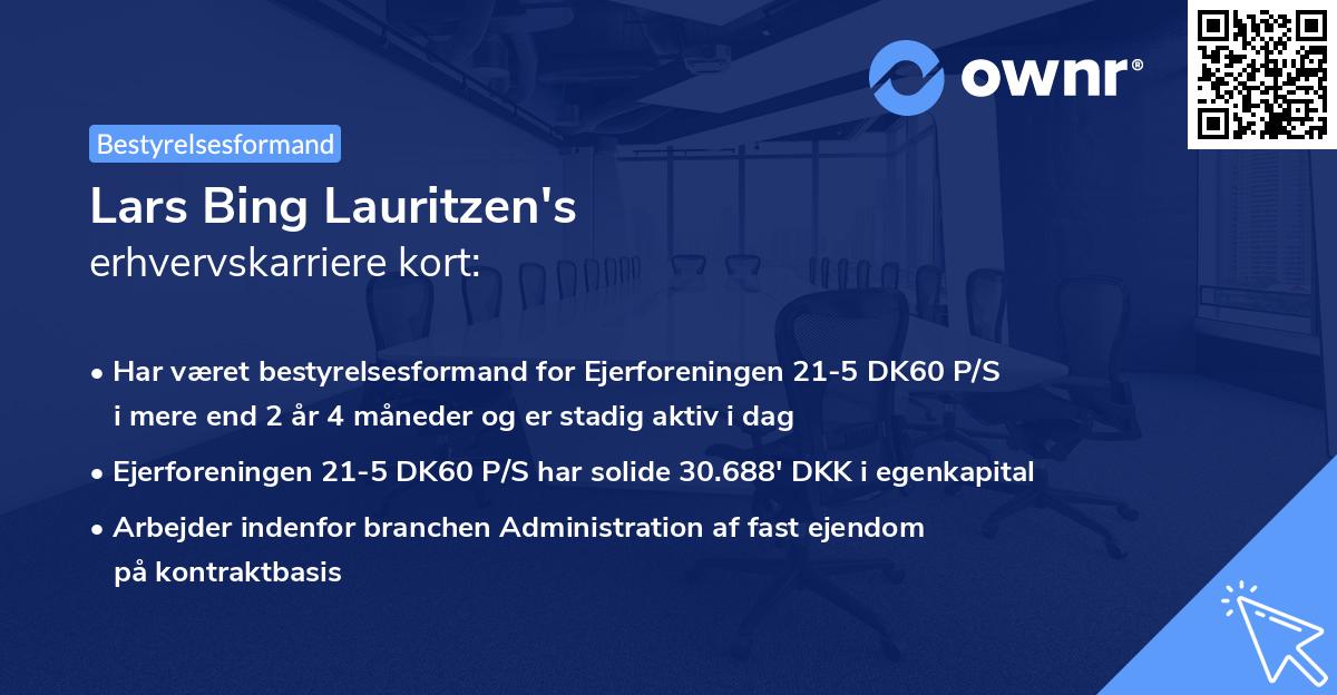 Lars Bing Lauritzen's erhvervskarriere kort