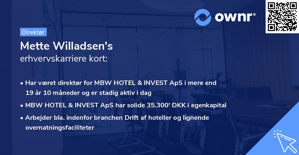 Mette Willadsen's erhvervskarriere kort