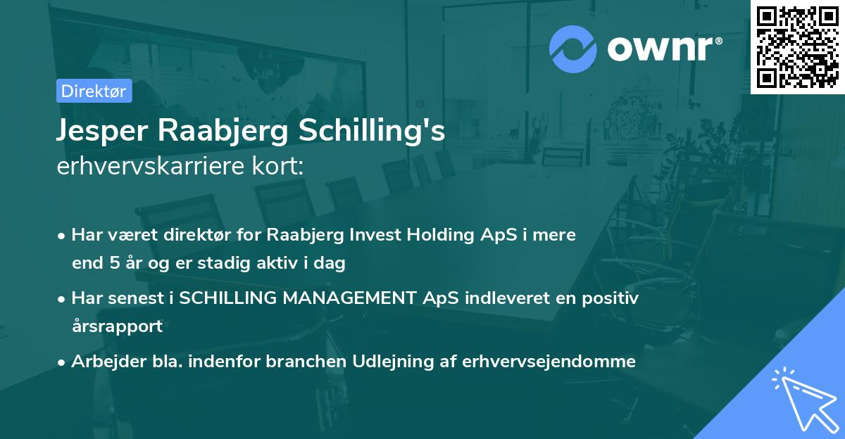 Jesper Raabjerg Schilling's erhvervskarriere kort