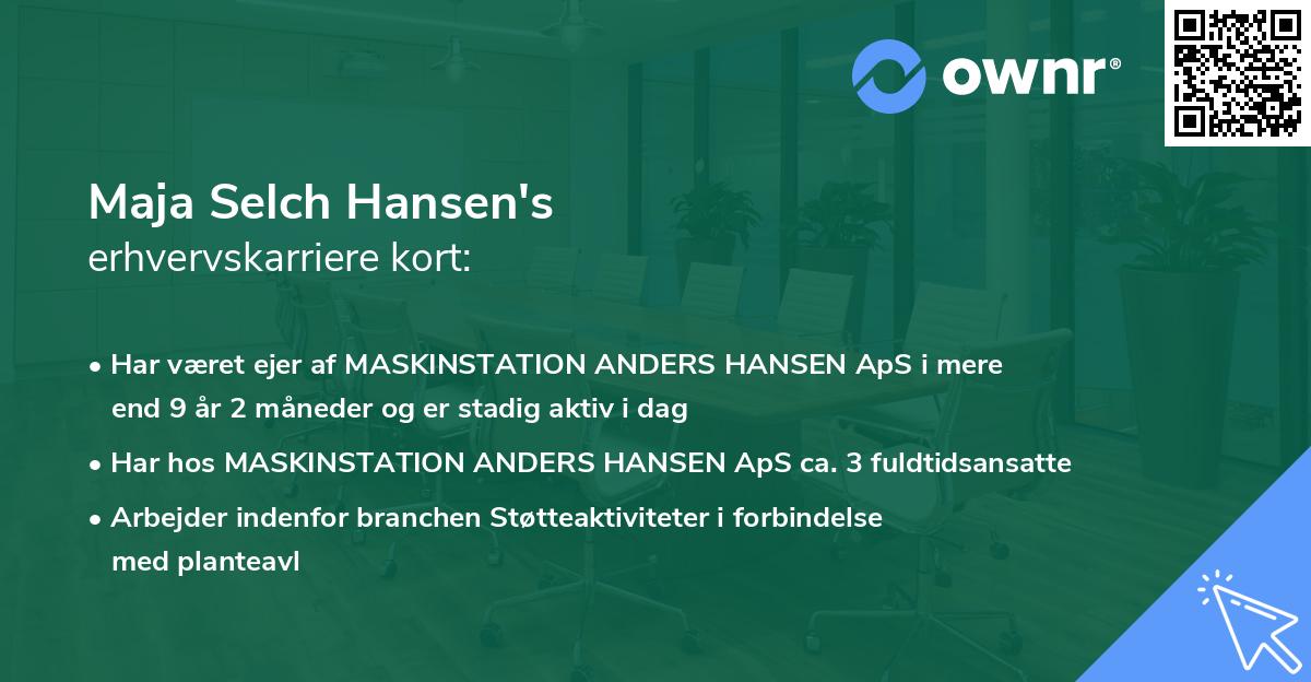 Maja Selch Hansen's erhvervskarriere kort