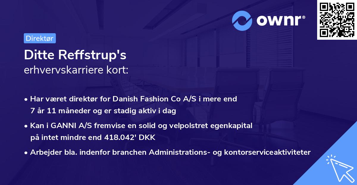 Ditte Reffstrup's erhvervskarriere kort