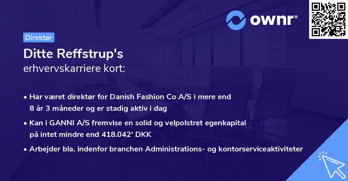 Ditte Reffstrup's erhvervskarriere kort