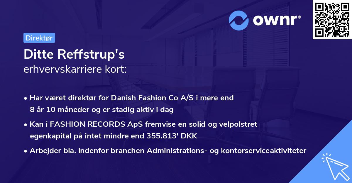 Ditte Reffstrup's erhvervskarriere kort