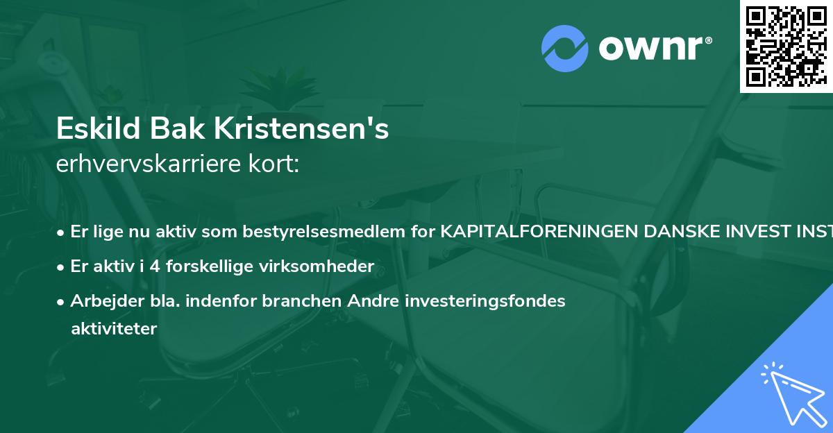 Eskild Bak Kristensen's erhvervskarriere kort