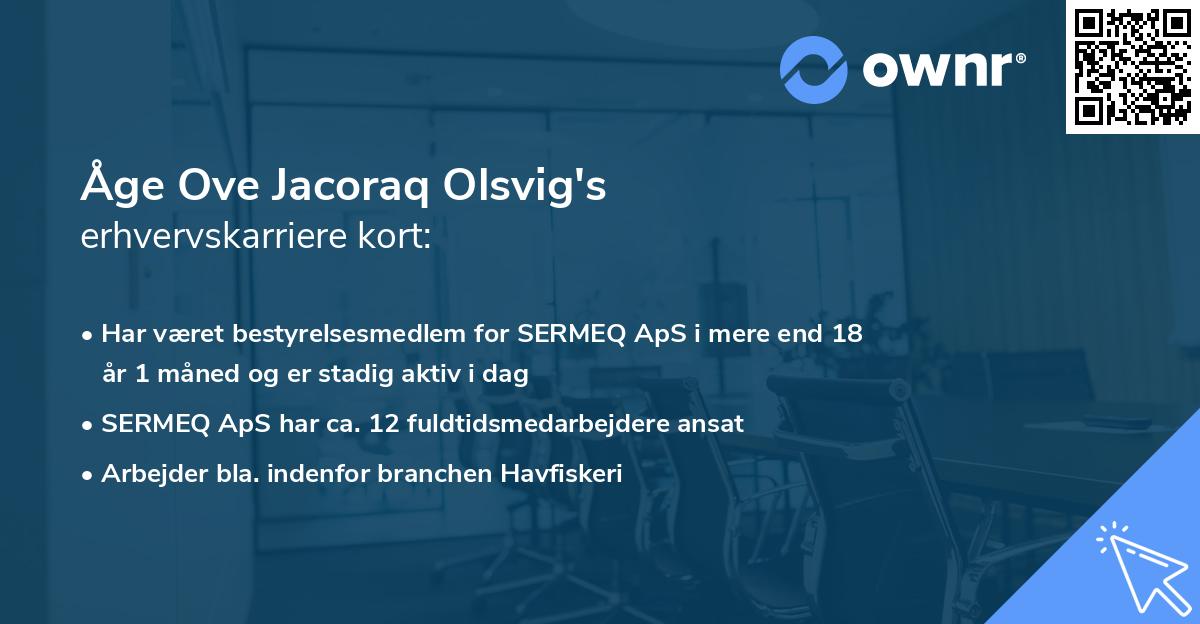 Åge Ove Jacoraq Olsvig's erhvervskarriere kort