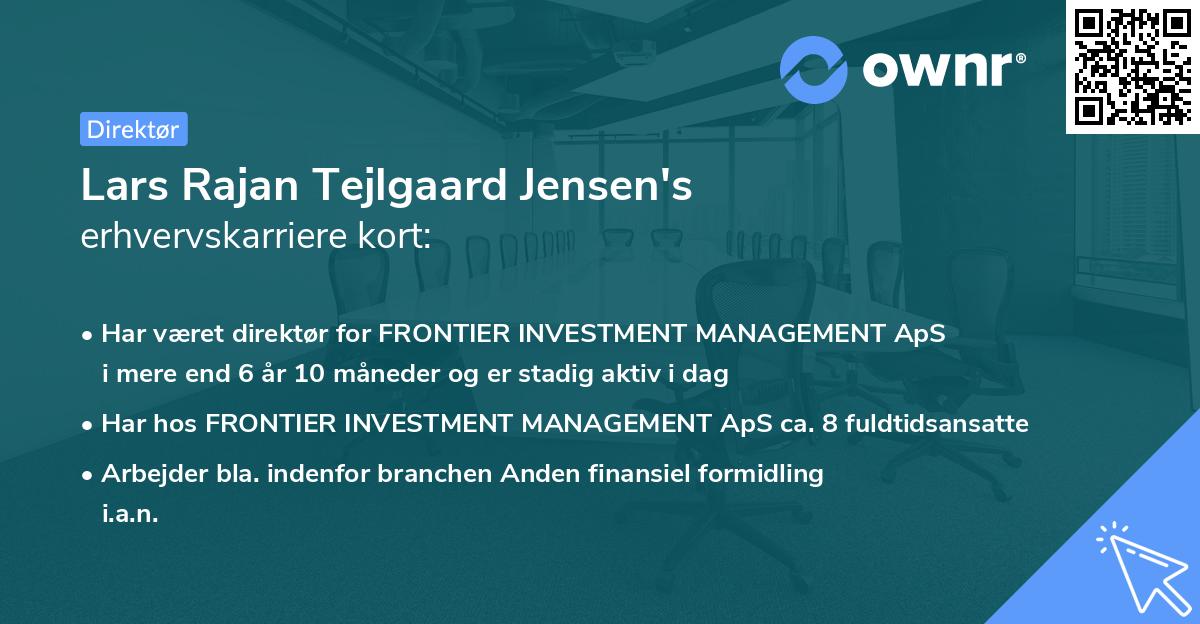 Lars Rajan Tejlgaard Jensen's erhvervskarriere kort