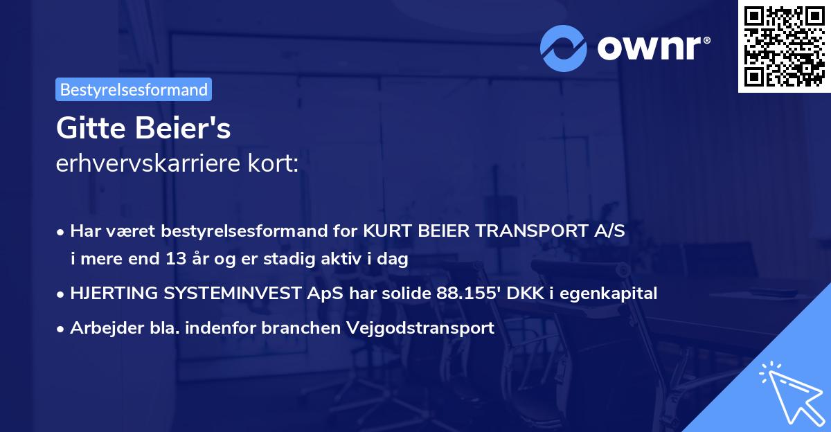 Gitte Beier's erhvervskarriere kort