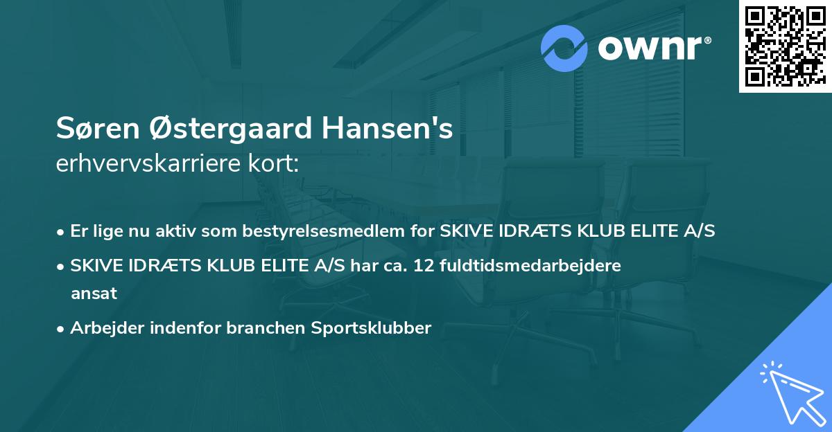 Søren Østergaard Hansen's erhvervskarriere kort