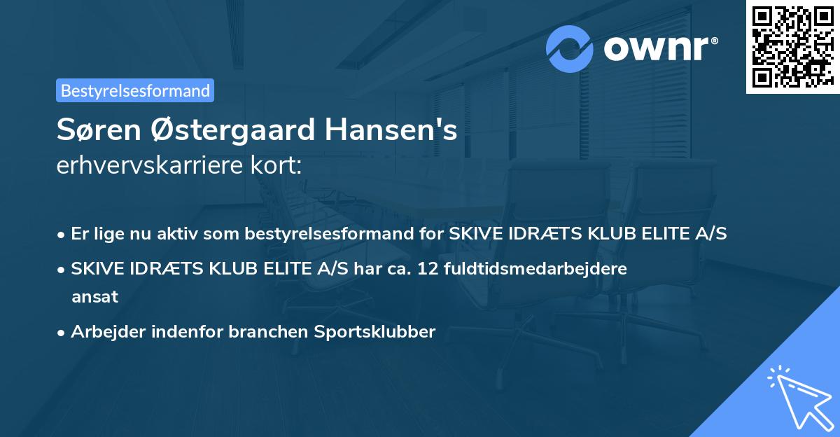 Søren Østergaard Hansen's erhvervskarriere kort