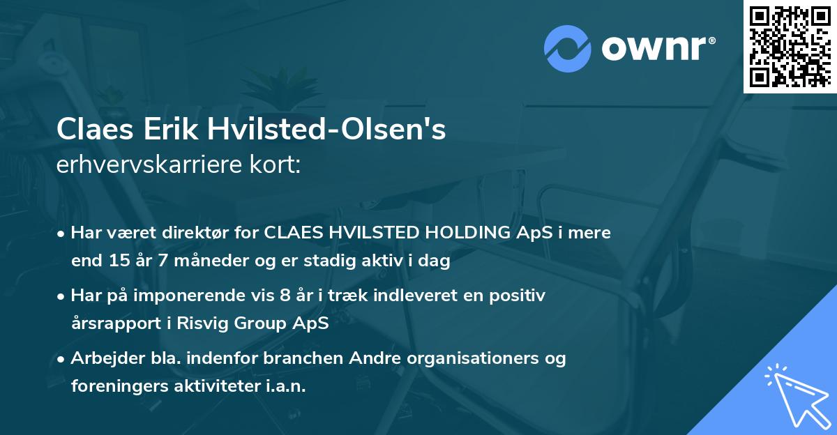Claes Erik Hvilsted-Olsen's erhvervskarriere kort
