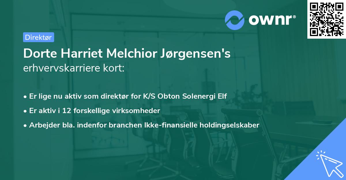 Dorte Harriet Melchior Jørgensen's erhvervskarriere kort