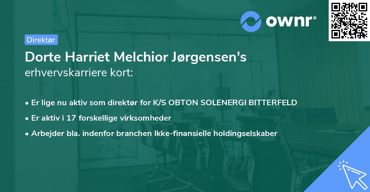Dorte Harriet Melchior Jørgensen's erhvervskarriere kort