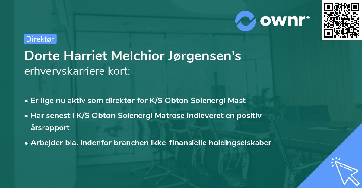 Dorte Harriet Melchior Jørgensen's erhvervskarriere kort
