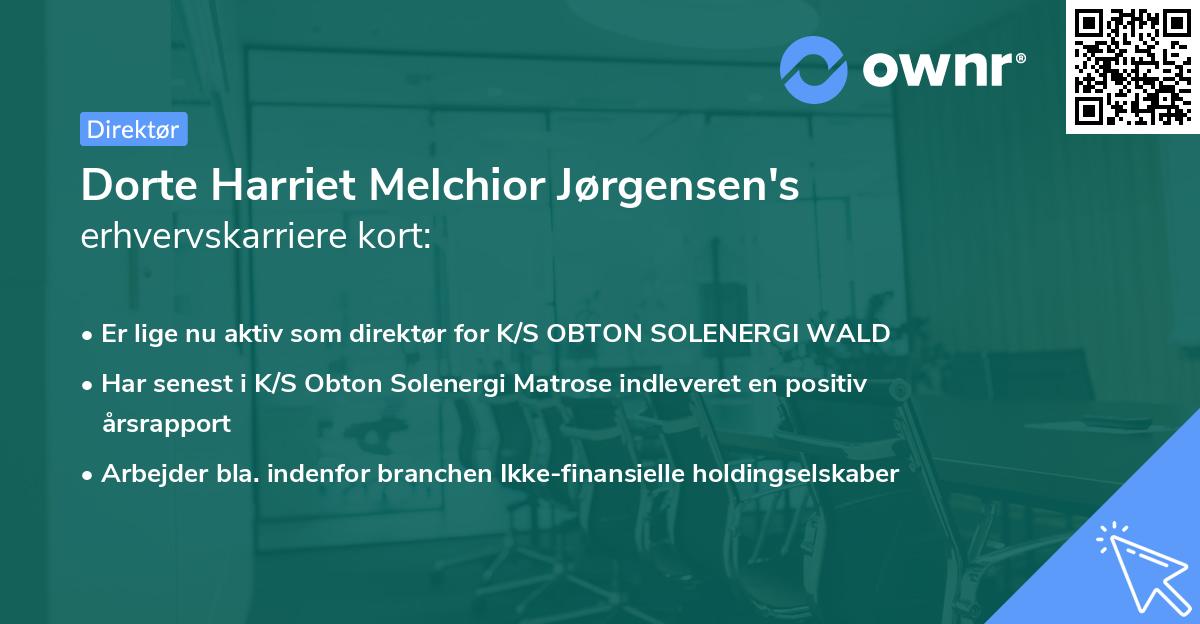Dorte Harriet Melchior Jørgensen's erhvervskarriere kort