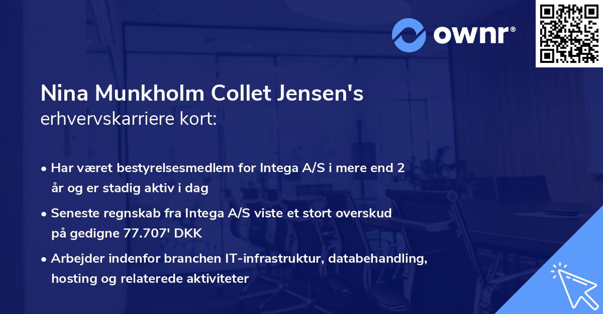Nina Munkholm Collet Jensen's erhvervskarriere kort