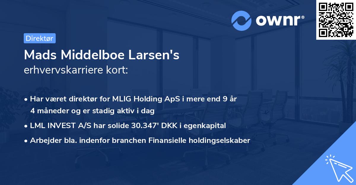 Mads Middelboe Larsen's erhvervskarriere kort