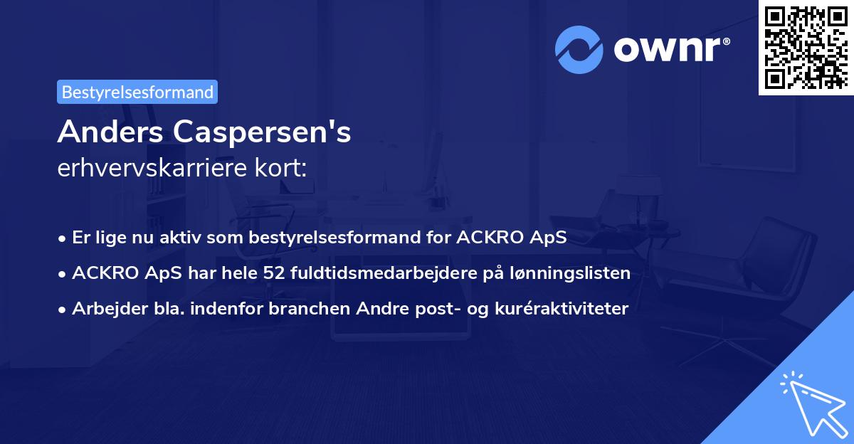 Anders Caspersen's erhvervskarriere kort