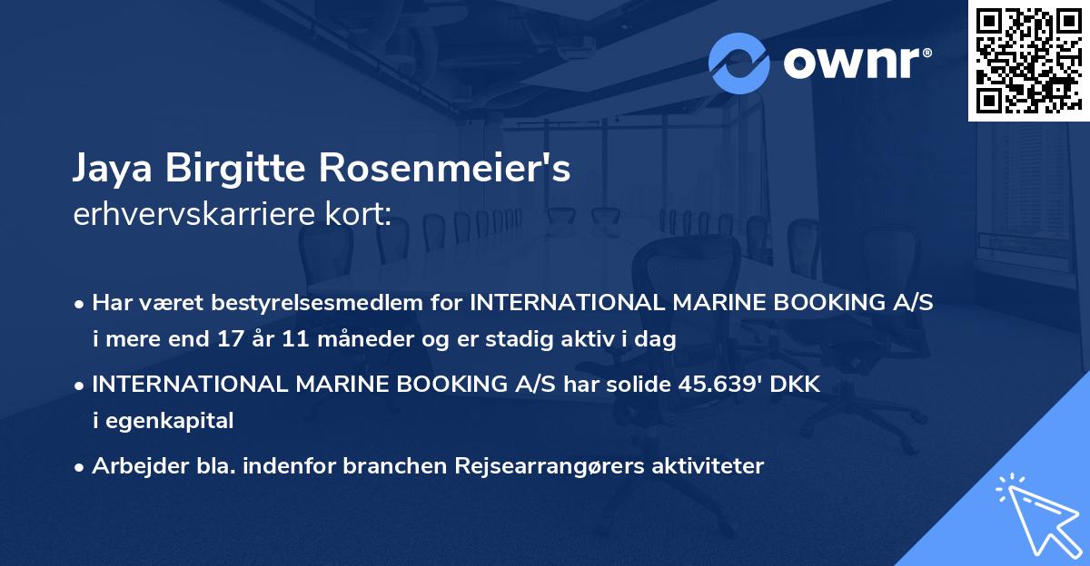Jaya Birgitte Rosenmeier's erhvervskarriere kort