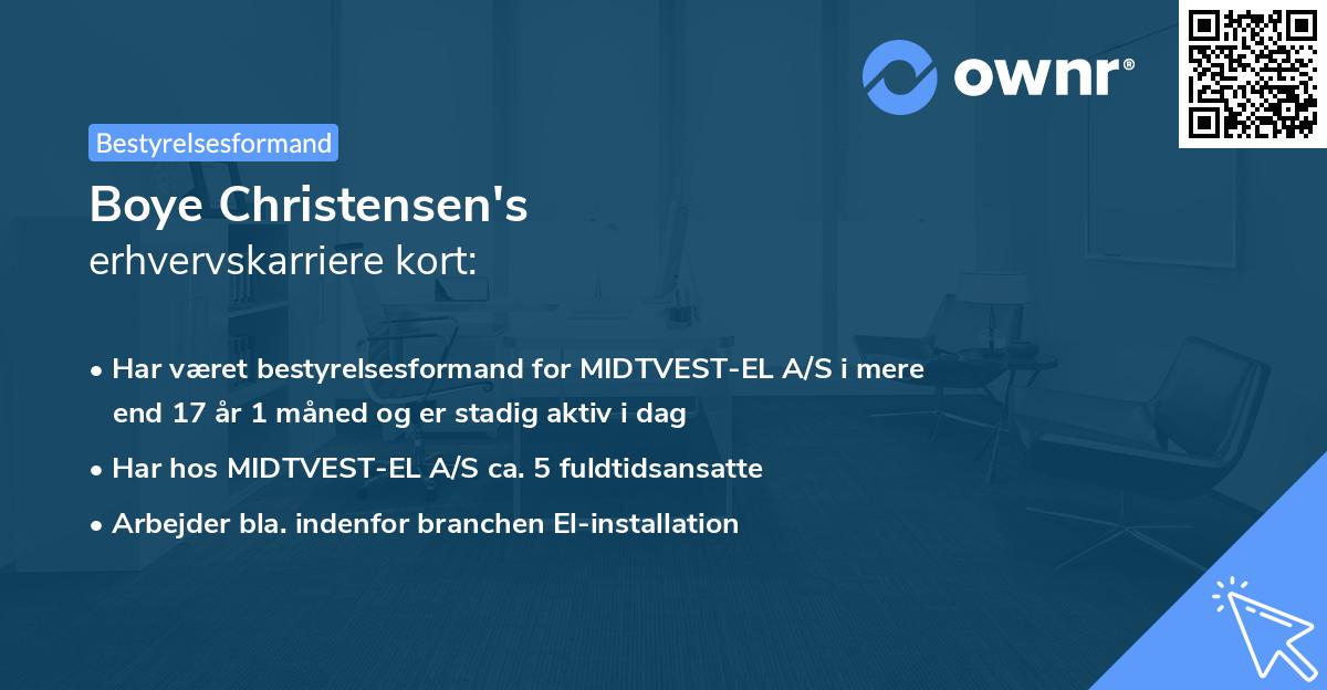 Boye Christensen's erhvervskarriere kort