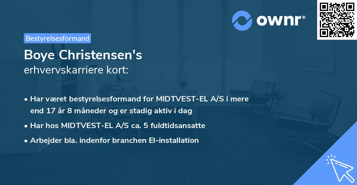 Boye Christensen's erhvervskarriere kort