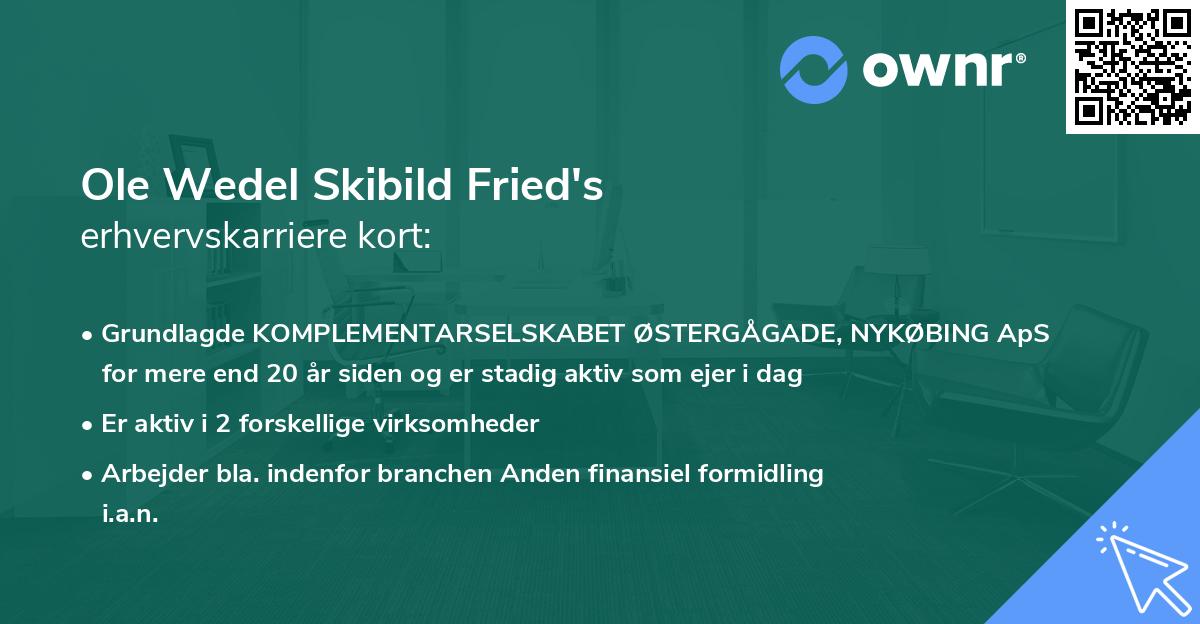 Ole Wedel Skibild Fried's erhvervskarriere kort