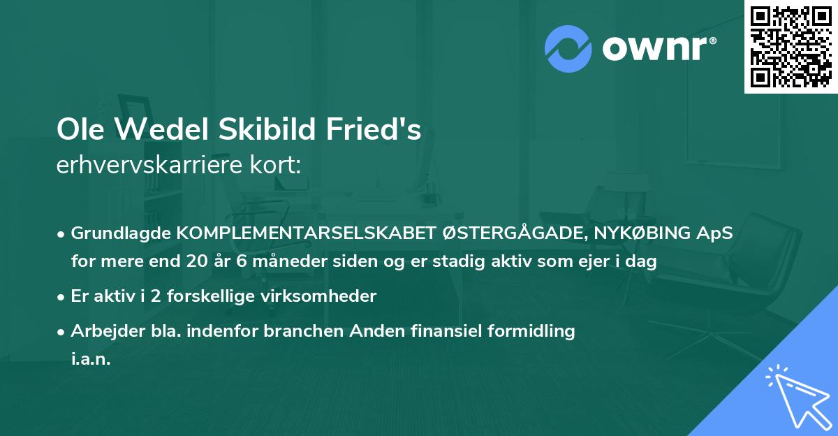 Ole Wedel Skibild Fried's erhvervskarriere kort