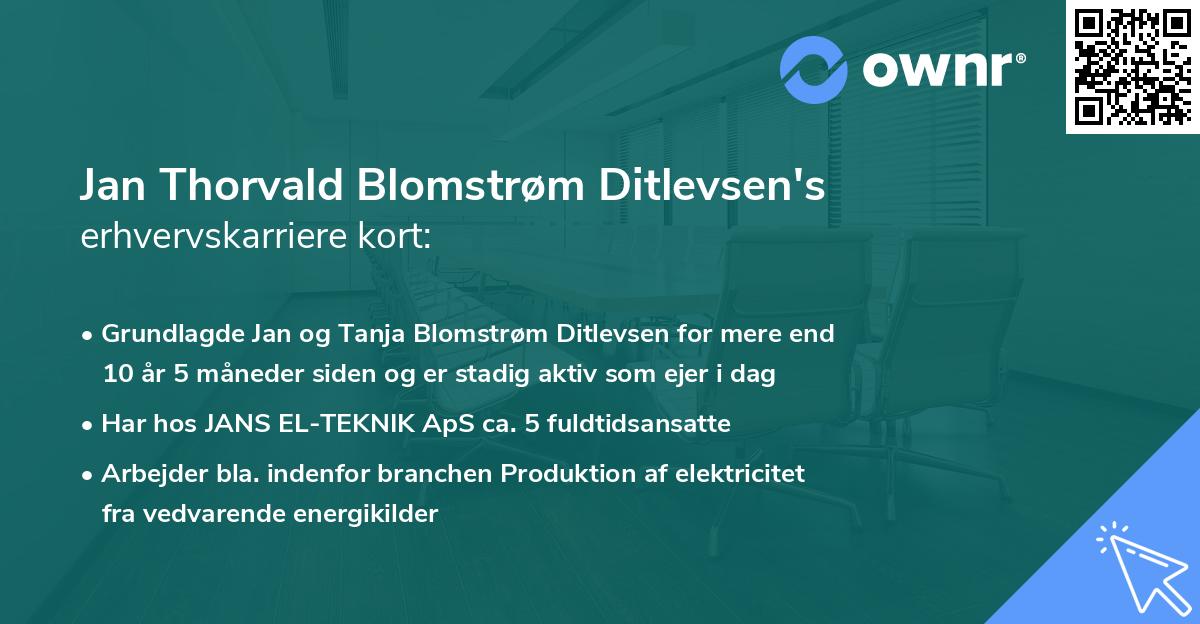 Jan Thorvald Blomstrøm Ditlevsen's erhvervskarriere kort