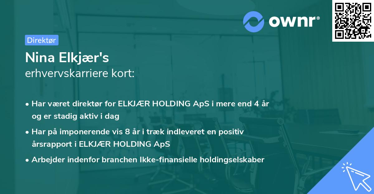 Nina Elkjær's erhvervskarriere kort