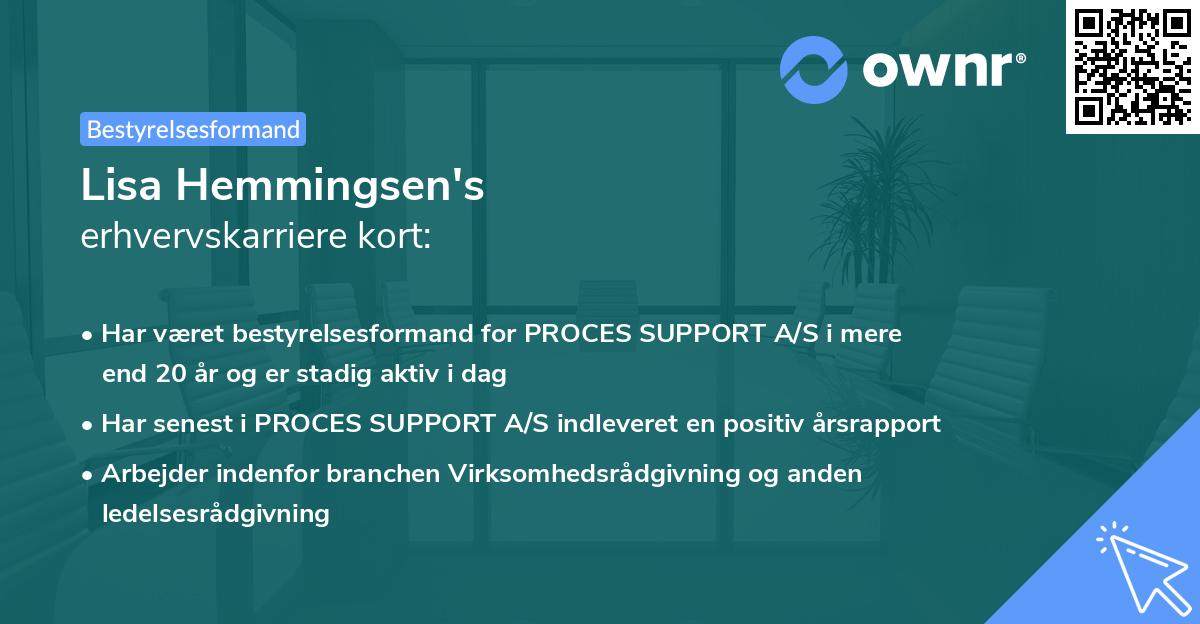 Lisa Hemmingsen's erhvervskarriere kort