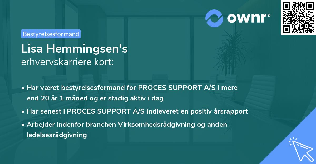 Lisa Hemmingsen's erhvervskarriere kort