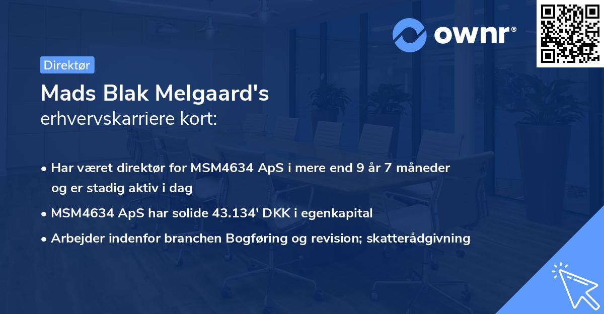 Mads Blak Melgaard's erhvervskarriere kort