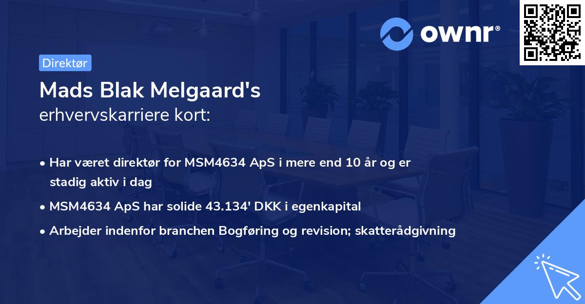 Mads Blak Melgaard's erhvervskarriere kort