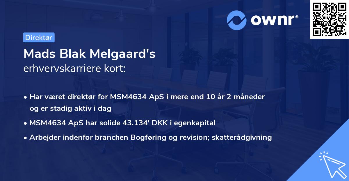 Mads Blak Melgaard's erhvervskarriere kort