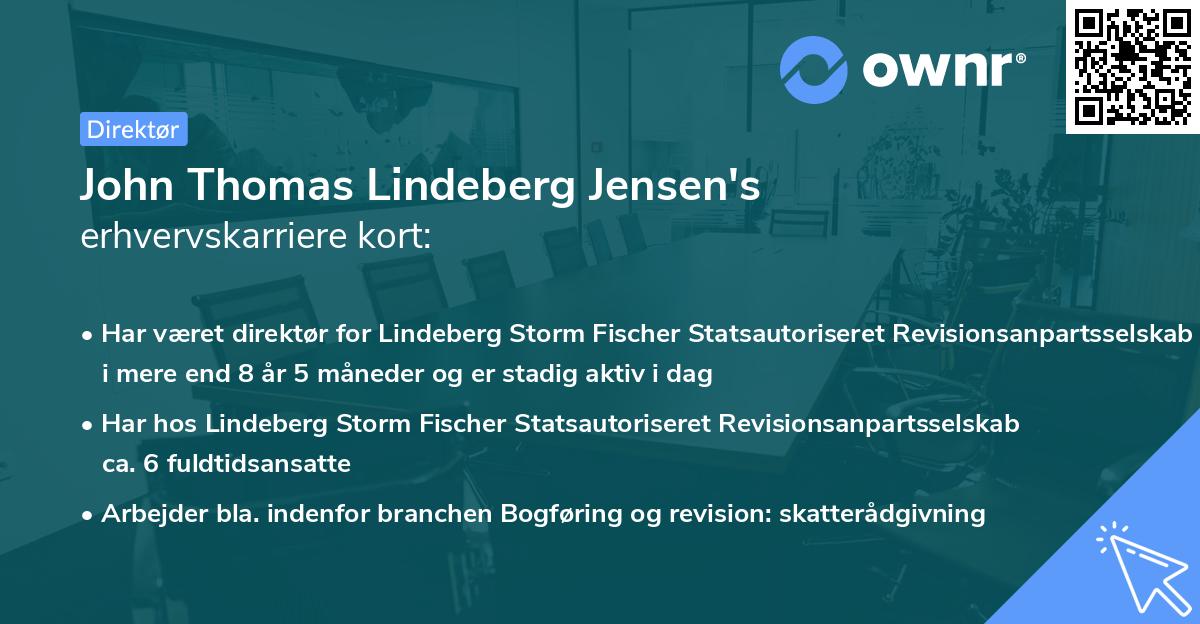 John Thomas Lindeberg Jensen's erhvervskarriere kort