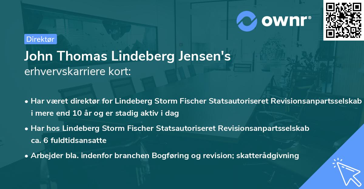 John Thomas Lindeberg Jensen's erhvervskarriere kort