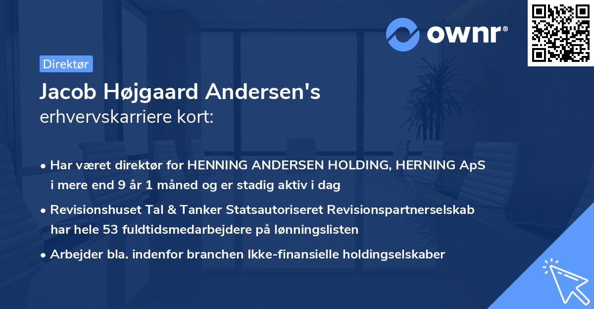 Jacob Højgaard Andersen's erhvervskarriere kort