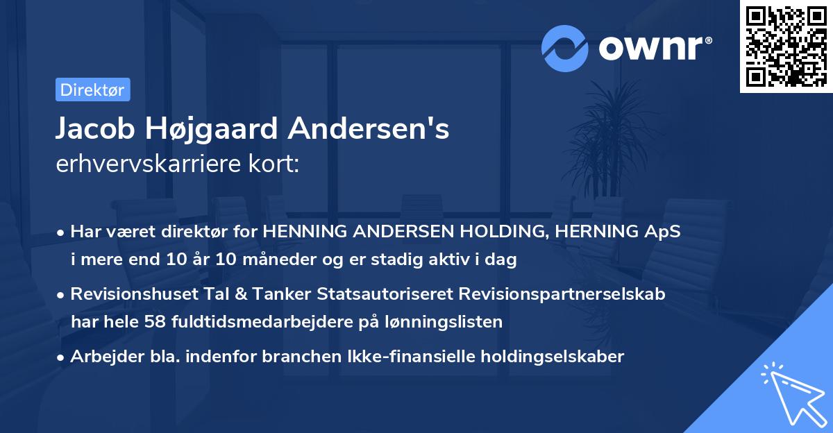 Jacob Højgaard Andersen's erhvervskarriere kort