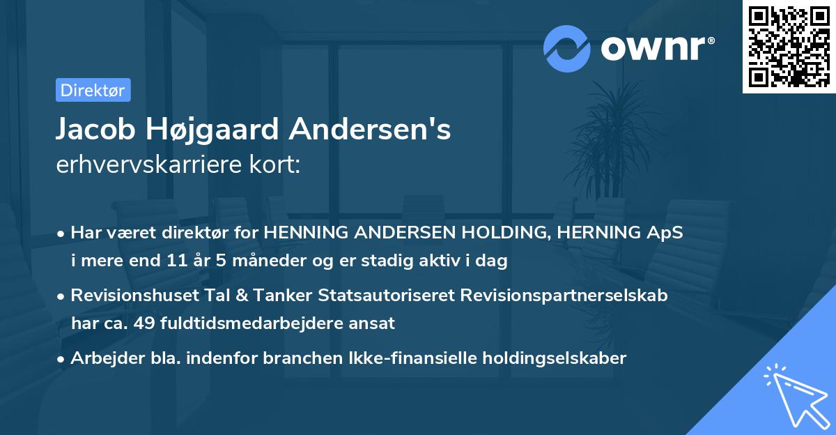 Jacob Højgaard Andersen's erhvervskarriere kort