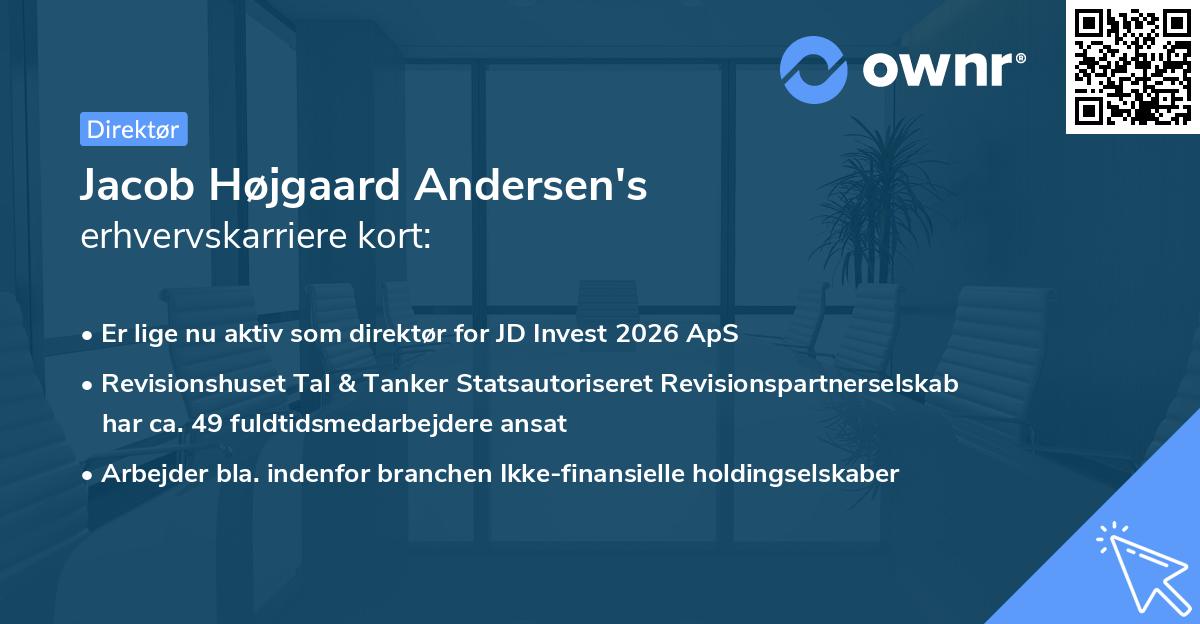 Jacob Højgaard Andersen's erhvervskarriere kort