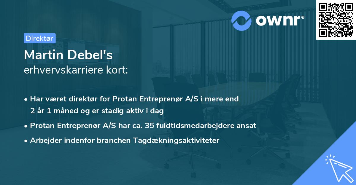 Martin Debel's erhvervskarriere kort