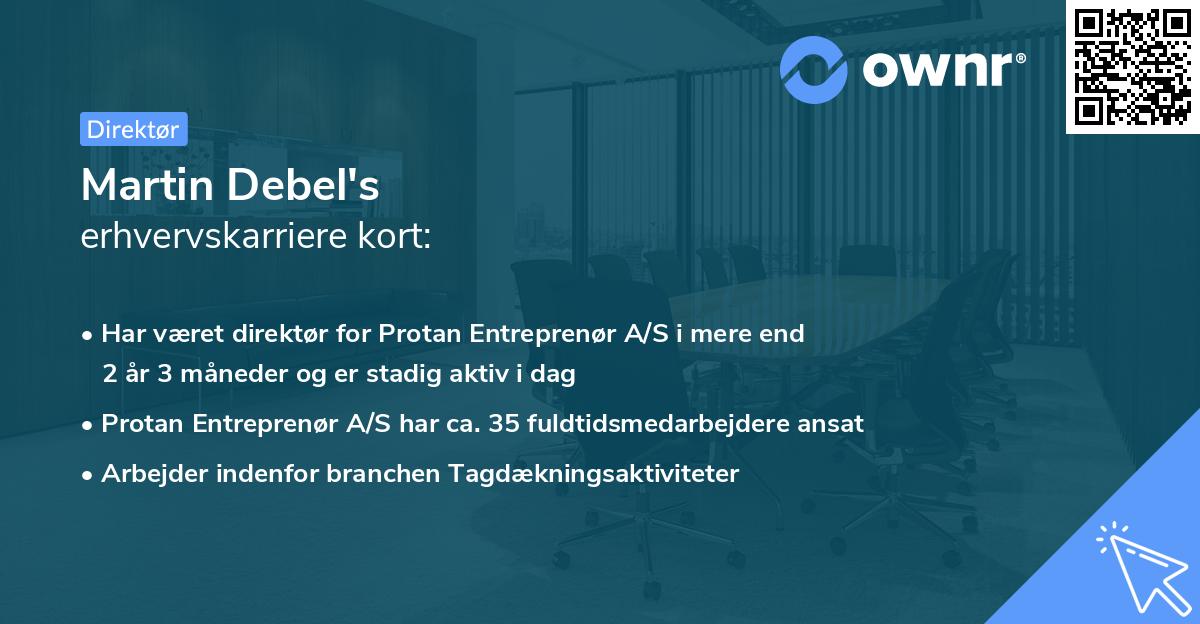 Martin Debel's erhvervskarriere kort