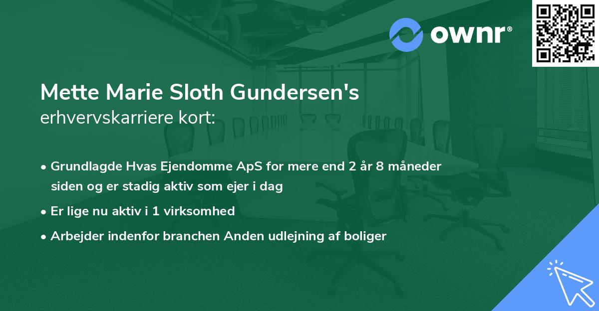 Mette Marie Sloth Gundersen's erhvervskarriere kort