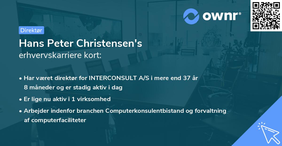 Hans Peter Christensen's erhvervskarriere kort